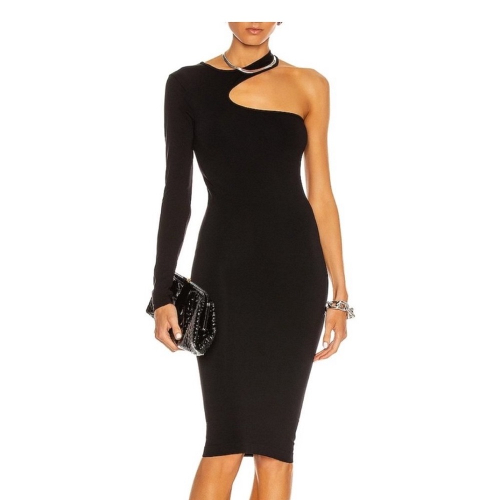 NWT HELMUT LANG Seamless Jersey Cutout Dress in Black M/L